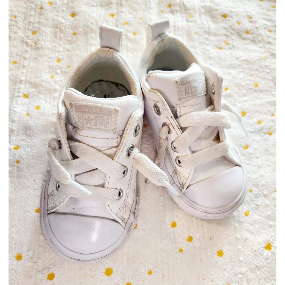 Converse Toddler Chuck Taylor All Star Street White Leather Lace Shoes Toddler 5